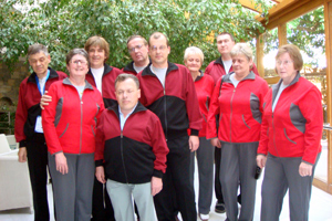 Die deutsche Mannschaft und ihre weiblichen Begleitungen