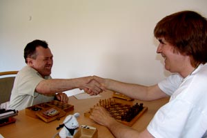 Toni Lindenmair und Dieter Bischoff vor der Partie